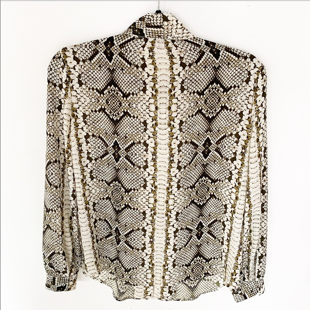 J Crew Snake Python Button Down Shirt Pussybow - image 5